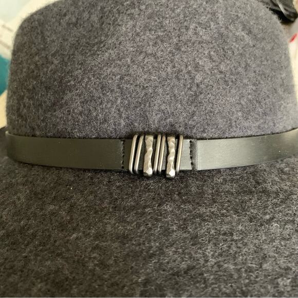 Lucky Brand Charcoal Grey Banded 100% Wool Fedora Medium NWOT - Picture 4 of 8